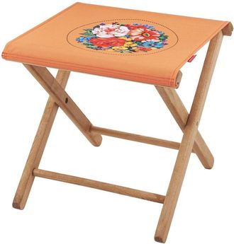 Vent de Boh&egrave;me Taburete plegable de haya y tela floral naranja