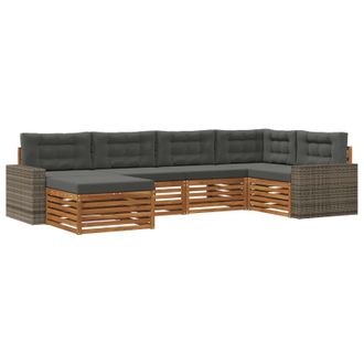 vidaXL Conjunto De Sof&aacute;s De Exterior 6 Pcs Natural Y Antracita Vidaxl