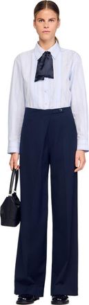 Sandro Asymmetric straight-leg trousers in Navy Blue at Nordstrom, Size 38 Eu