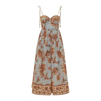 Zimmermann Midi Dresses, female, Multicolor, Size: M Aster Corset Midi Dress
