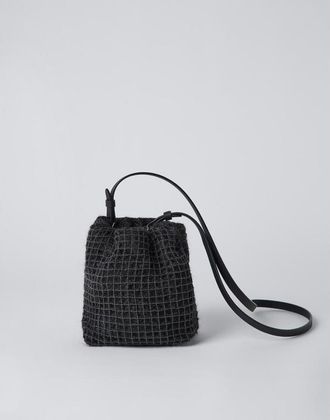 Brunello Cucinelli Womens Anthracite Textured Shoulder Bag