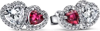 Pandora Earrings - Hearts stud earrings with cherries jubilee red cry - silver - Earrings for ladies