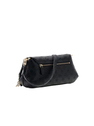 Guess Logo-Embossed Polyurethane Crossbody Bag - Black