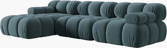 MICADONI Modulares 4-Sitzer Design Ecksofa Bellis mit Eckteil links - Samtbezug
