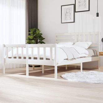 Berkfield Home Bed Frame White Solid Wood 140x200 cm