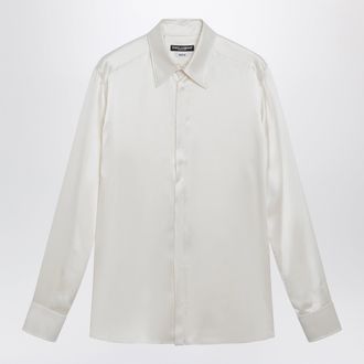 Dolce & Gabbana Camicia Martini in raso di seta bianca