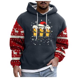 Generic Mens Hoodie Christmas Costume 3D Printed Reindeer Long Sleeve Jumper Christmas Hoodies for Men Ugly Xmas Jumper Sweaters Pullover Xmas Sweatshirt Jump