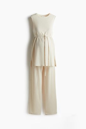 H&M MAMA 2-teiliges Set aus Strukturjersey - Cremefarben