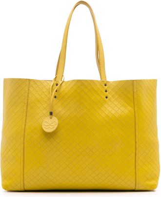 Bottega Veneta Pre-owned Womens Woven Tote Bag - Gold Leather - One Size