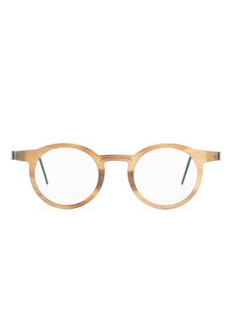 Lindberg Buffalo round-frame glasses - unisex - Titanium/Buffalo Horn - 44 - Neutrals