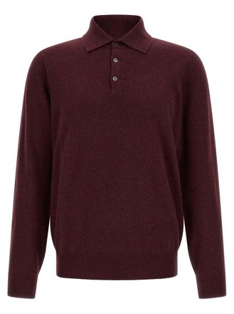 Brunello Cucinelli Maroon Polo Sweater