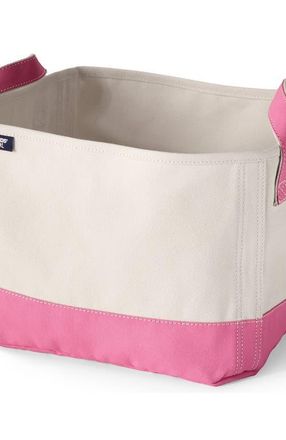 Lands End Large Canvas Storage Tote in Natural/fresh Pink at Nordstrom, Size Medium