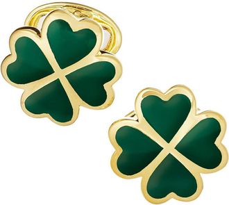 Jan Leslie Four Leaf Clover Sterling Silver Gold Vermeil Cufflinks in Green at Nordstrom
