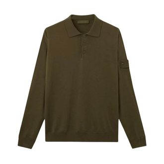 Stone Island Tops, Heren, Groen, XL, Wol, Licht Pure RWS Wol Ghost Poloshirt