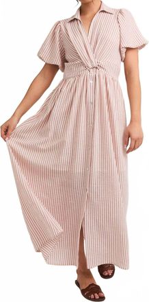 Gilli Cricket Front Tie Detail Striped Maxi Dress In White/pink