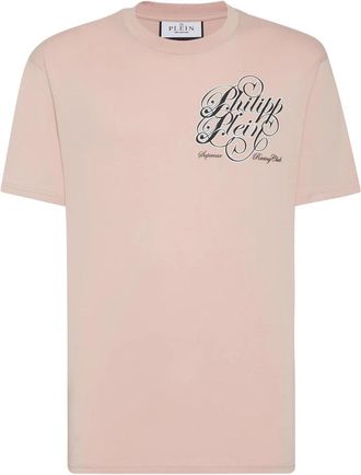 Philipp Plein T-shirt Ronde Hals Club The Course Stones - Heren - T-shirts - Roze - S - Katoen - Tops