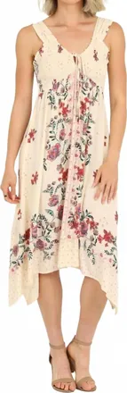 Angie Sleeveless Printed Midi Dress In Ivory