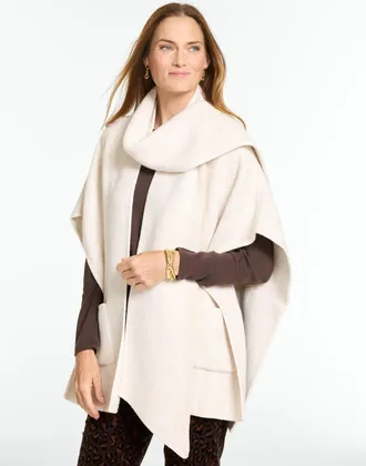 Talbots Knit Scarf Ruana - Alabaster Heather - 001 Talbots