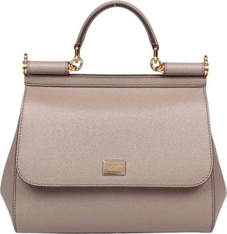 Dolce & Gabbana Handbags, female, Brown, Size: ONE SIZE Mud Dauphine Leather Handbag