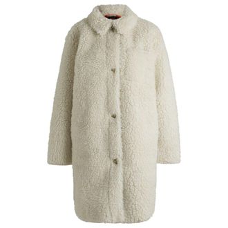 BOSS Faux-fur coat with chest pocket