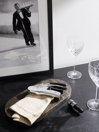 L'Atelier Du Vin Up & Down Silver-Tone and Leather Corkscrew and Champagne Stopper Set