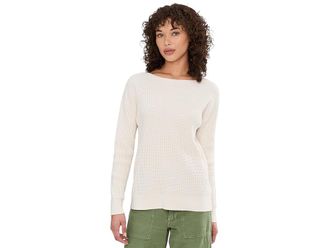 L.L.Bean Sunwashed Waffle Pullover Sweater Womens Sweatshirt Bone : 2XL, Cotton