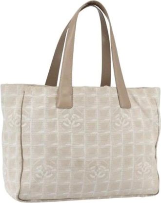 Chanel Pre-owned Tote Bags, female, Beige, Size: ONE SIZE Pre-owned Vintage Nylon Tote Bag