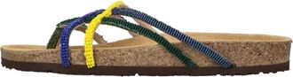 Maliparmi Platte sandalen van stof en kralen - Dames - Slippers - Veelkleurig - 41 EU - Leer - Schoenen