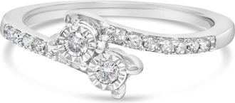 House of Brilliance 10K White Gold 1/4 Cttw Two-Stone Diamond Bypass Engagement Ring