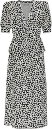 Alessandra Rich Zijden jurk met bloemmotief - Dames - Maxi kleedjes - Zwart - XS - Kleedjes