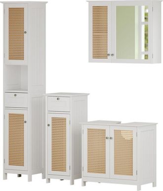 Vicco Conjunto De Muebles De Ba&ntilde;o Rosario, Blanco, 4 Piezas, Con Armario Alto, Vicco