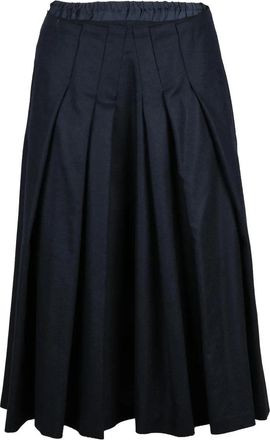 Aspesi Fluid Viscose Flared Skirt with Structured Pleats and Pockets