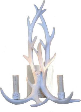 Trade Shop Trade Shop Traesio - Trade Shop - Applique Country a Forma Di Corna Di Cervo Lampada Muro Retro 2 Portalampada E45 - Blanco