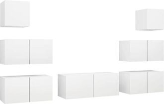 vidaXL 7 Piece TV Cabinet Set White Engineered Wood vidaXL