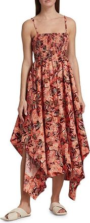 A.L.C. A. L.C. Women Adriana Cut Out Smocked Asymmetric Maxi Dress Orange/Rose Multi