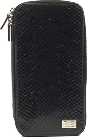 Dolce & Gabbana 2000s portemonnee met rits en slangenleer - Zwart