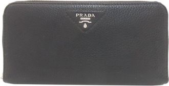 Prada Black Leather Long Wallet (Bi-Fold) (Pre-Owned)