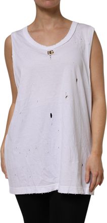 Dolce & Gabbana Womens White Cotton Sleeveless Round Neck Tank Top