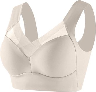 Generic Womens Plus-Size Wireless Shaping Bra with Mesh Panels Posture Correction Bras Comfy Ergonomic Bra Support Bralette for Large Breasts Summer Breathabl
