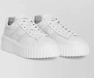 Hogan leather glitter-embellished low-top sneakers