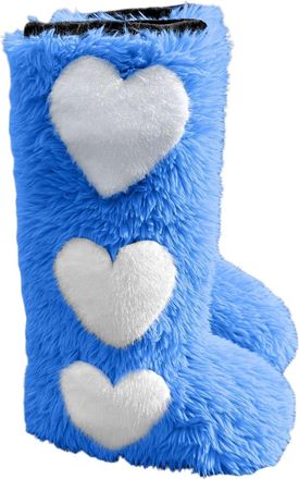 Generic Womens Winter Fashion Faux Fur Boots Mid Calf Warm Thermal Insulated Slip On Outdoor Hiking Booties Cosy Comfort(Blue, 7.5)