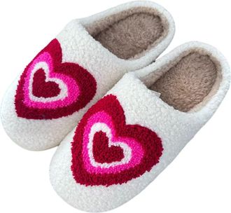 Generic Ladies Slippers Cozy Winter Couple Footwear Indoor Outdoor Home Clogs With Heart Design For Comfort And Warmth Cozy House Slippers For Women(9-10)