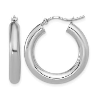 Diamond2Deal 10K White Gold Lightweight Round Hoop Earrings