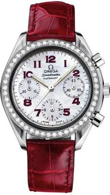 Omega Pre-owned Omega Speedmaster Chronograph Diamond White Mother of Pearl Dial Ladies Watch 3815.79.40