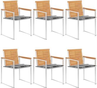 vidaXL Vidaxl - Sillas De Jard&iacute;n Y Cojines 6 Unidades Madera Maciza De Acacia