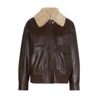 Max Mara Calata Leather Jacket - Jackets - Mujer - Marr&oacute;n - XS