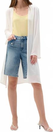 Joseph Ribkoff Open Front Gauze Longline Cover-Up In Vanilla