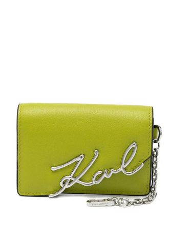 Karl Lagerfeld K/Signature card holder - women - Fabric/Leather - One Size - Green