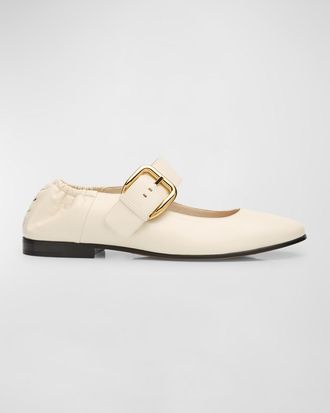 Bottega Veneta Astaire Leather Mary Jane Ballerina Flats