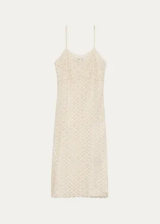 Prada Embellished Floral Mesh Midi Dress